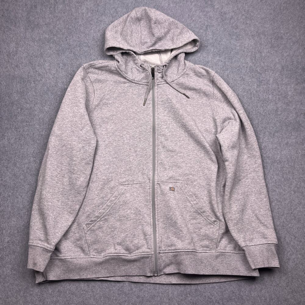 dickies full zip hoodie gray drawstring sweatshirt long‎ sleeve womens 3x
